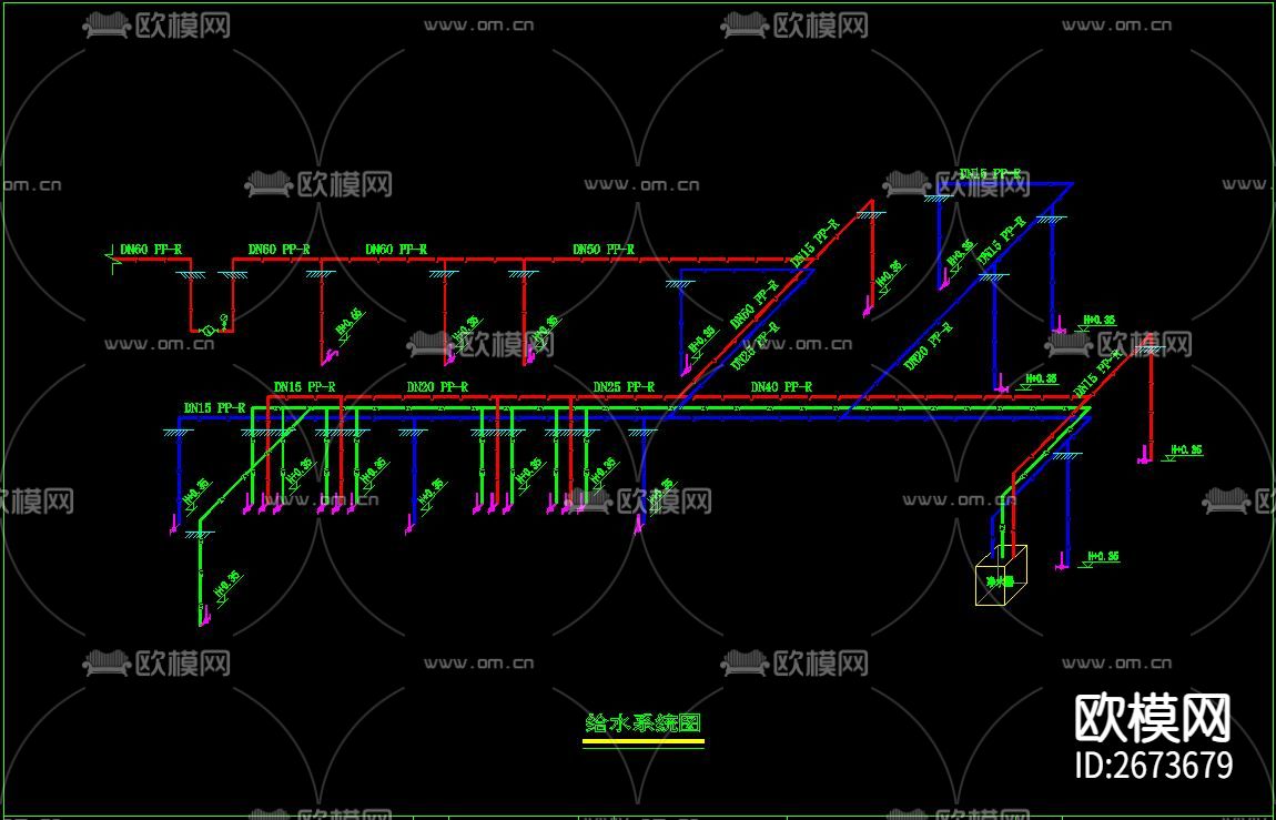 奶茶店CAD施工图下载（渲染图5）