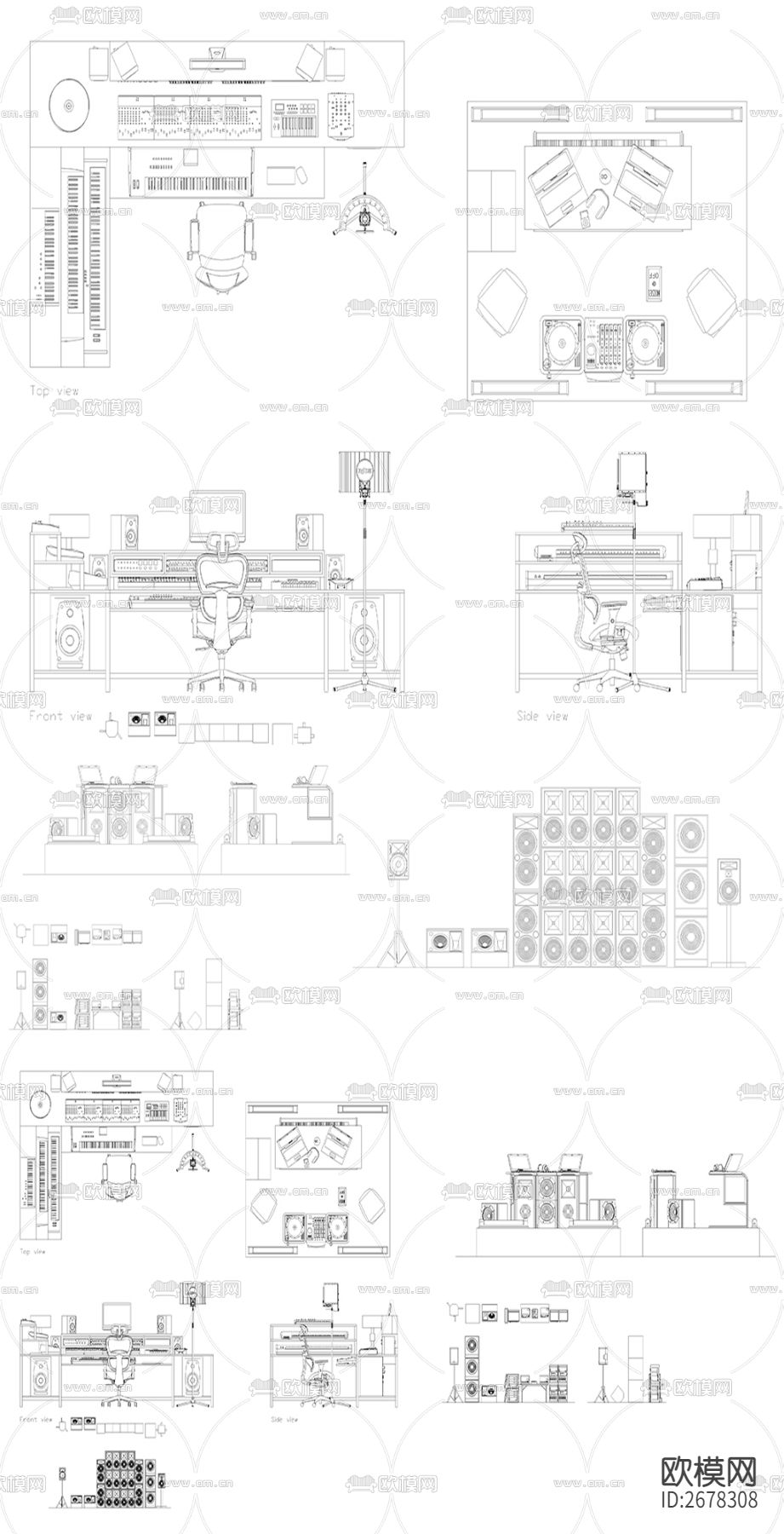DJ音乐台CAD图库下载（渲染图2）