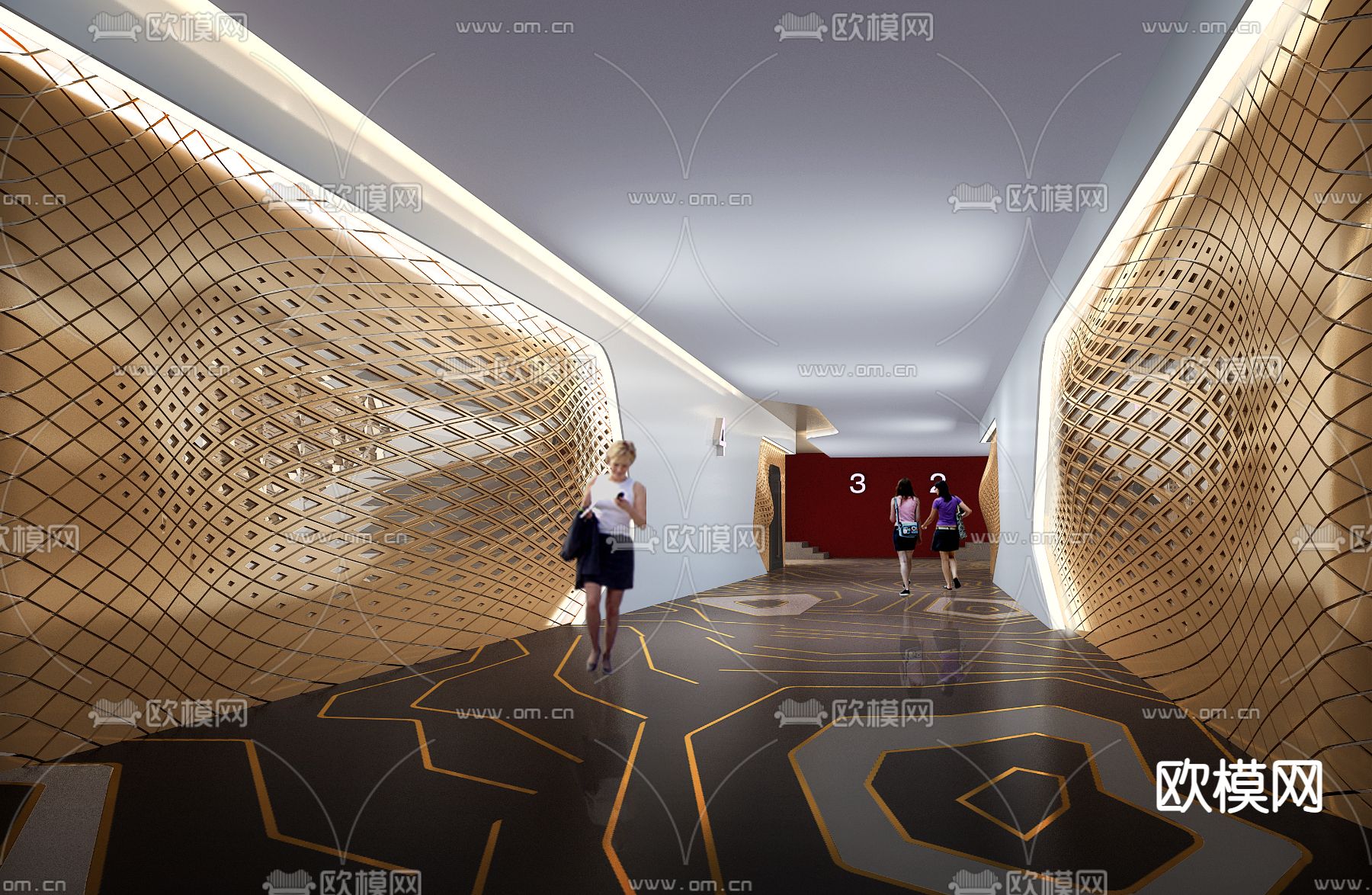 电影院走廊 过道3d模型下载