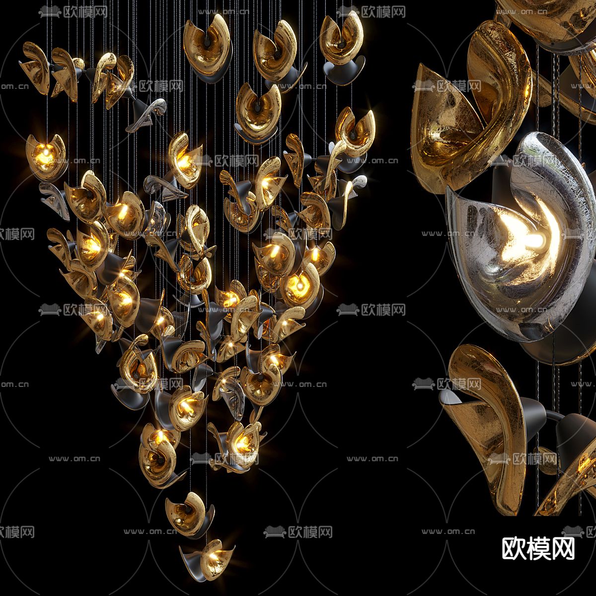 轻奢吊灯 大堂吊灯 装饰吊灯3d模型下载