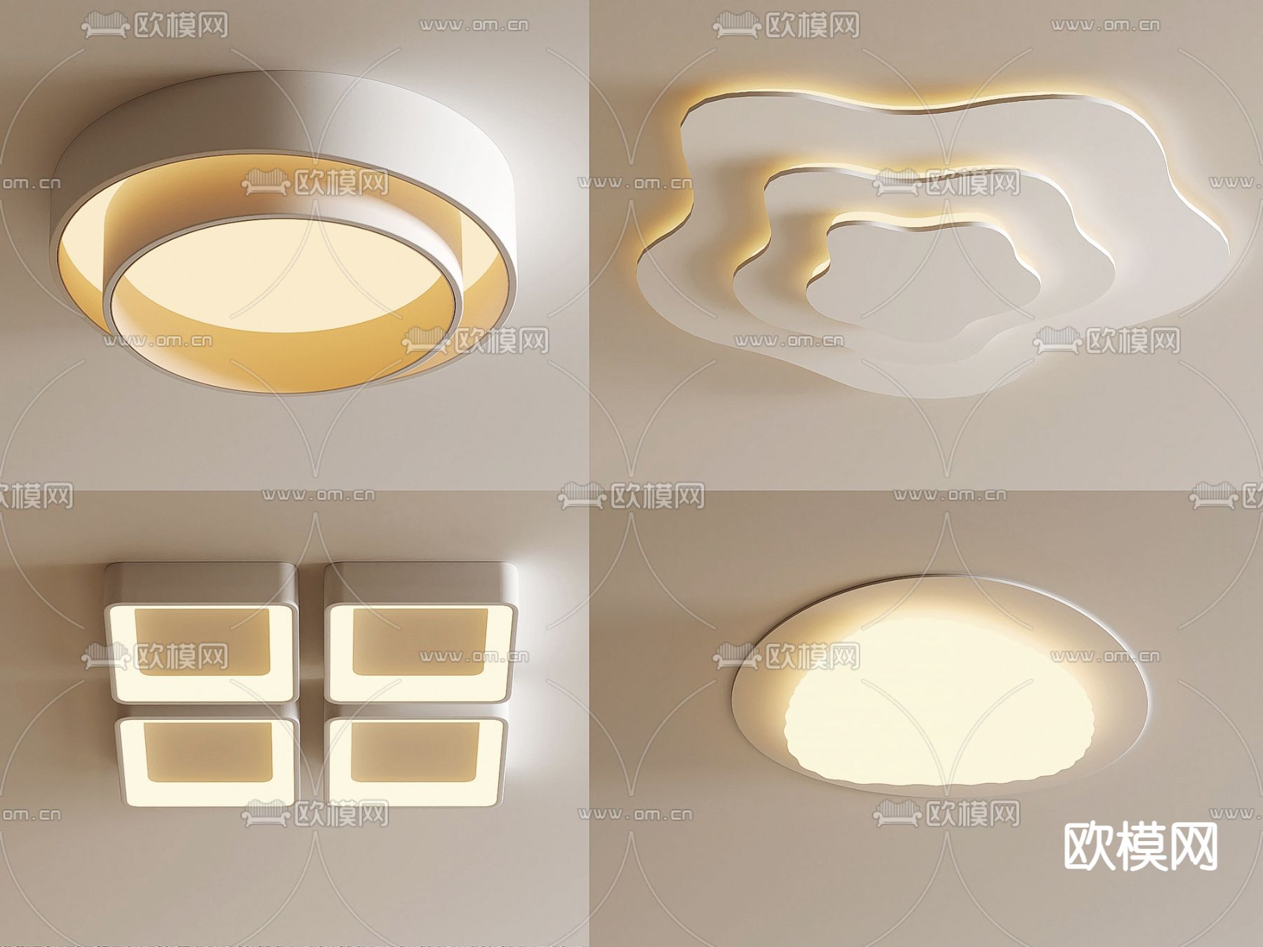 奶油风吸顶灯3d模型下载