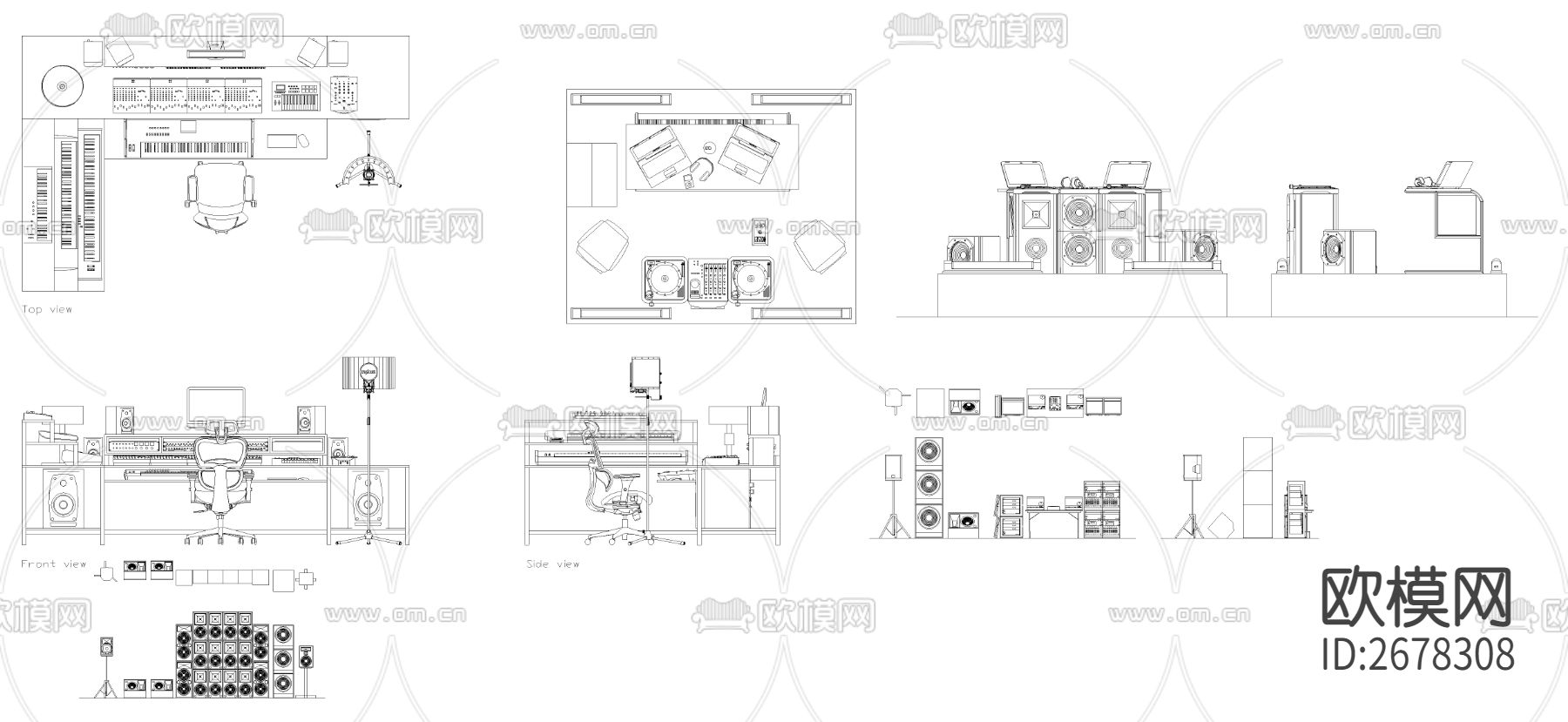 DJ音乐台CAD图库下载（渲染图1）