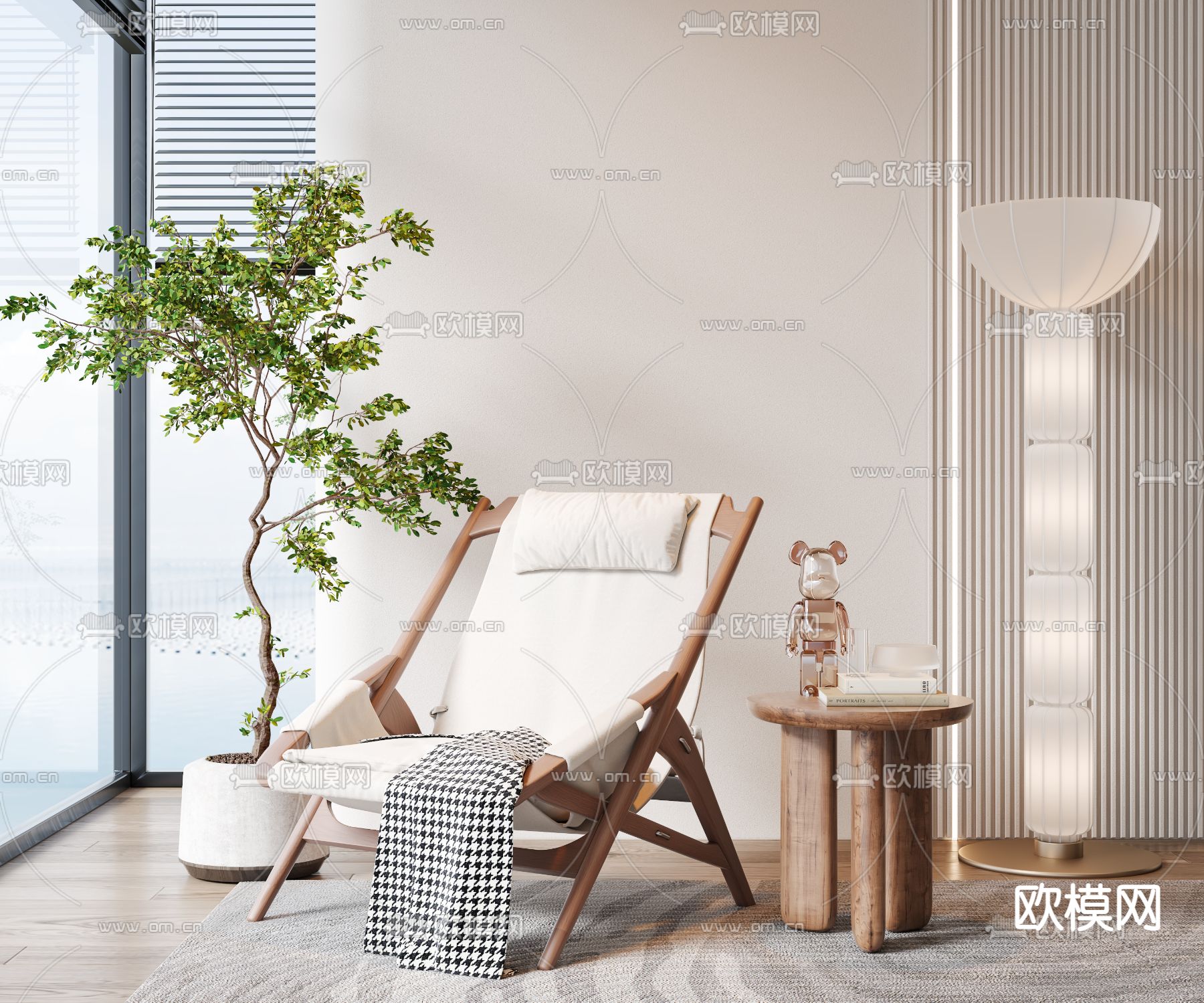 侘寂休闲椅 阳台椅3d模型下载