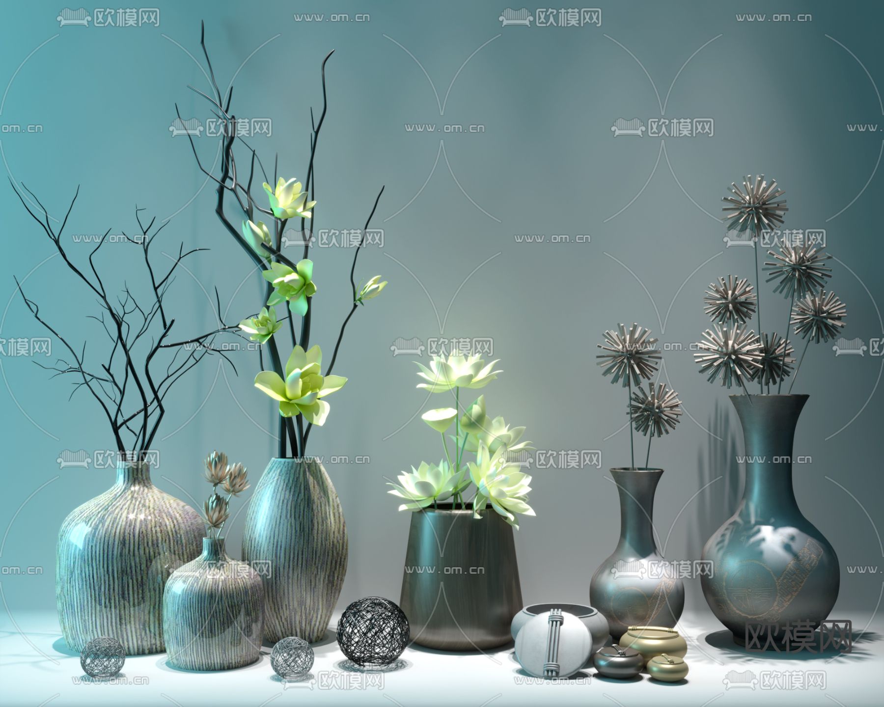 侘寂花瓶 插花 花艺3d模型下载