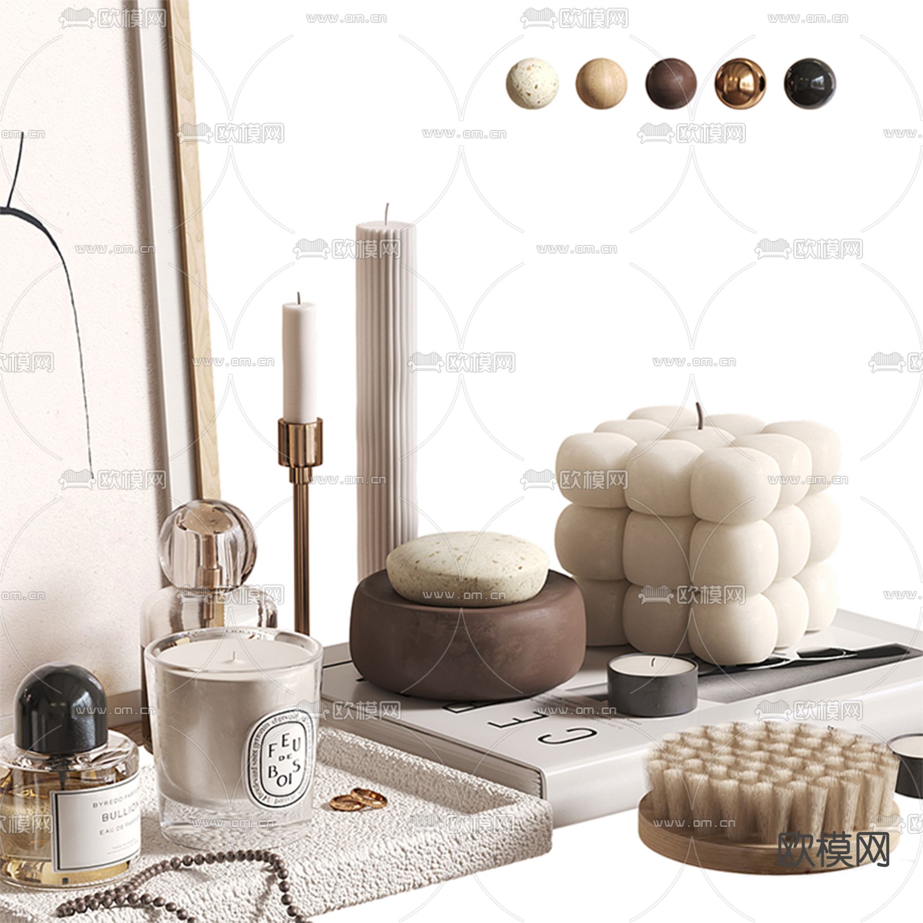 洗浴用品 化妆品 香薰 烛台3d模型下载（渲染图3）
