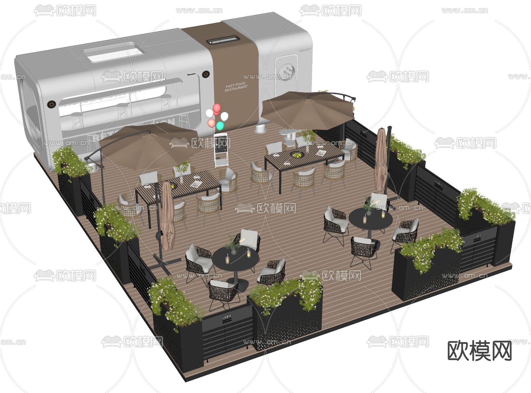 现代咖啡厅外摆su模型