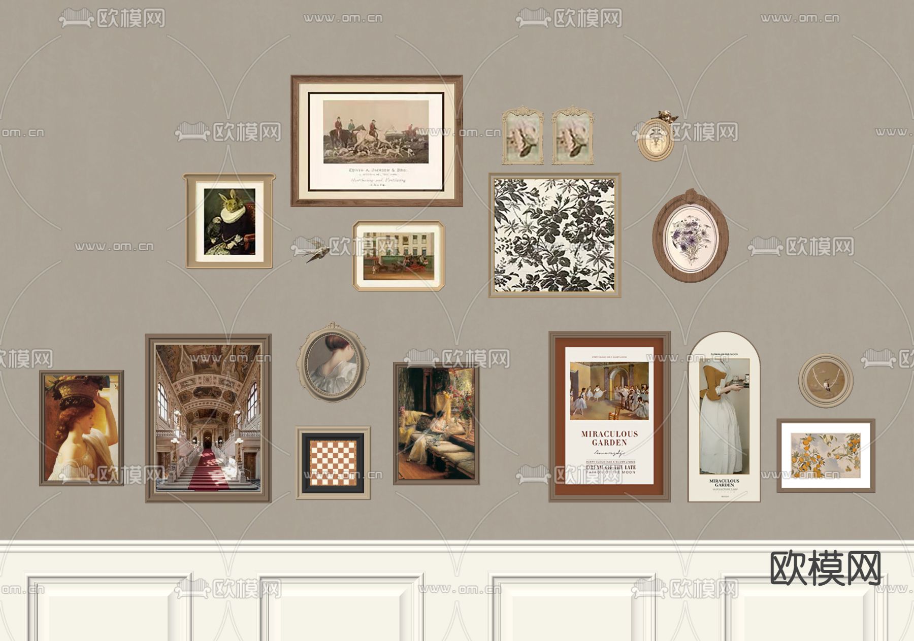 欧式古典装饰画 挂画su模型下载（渲染图2）