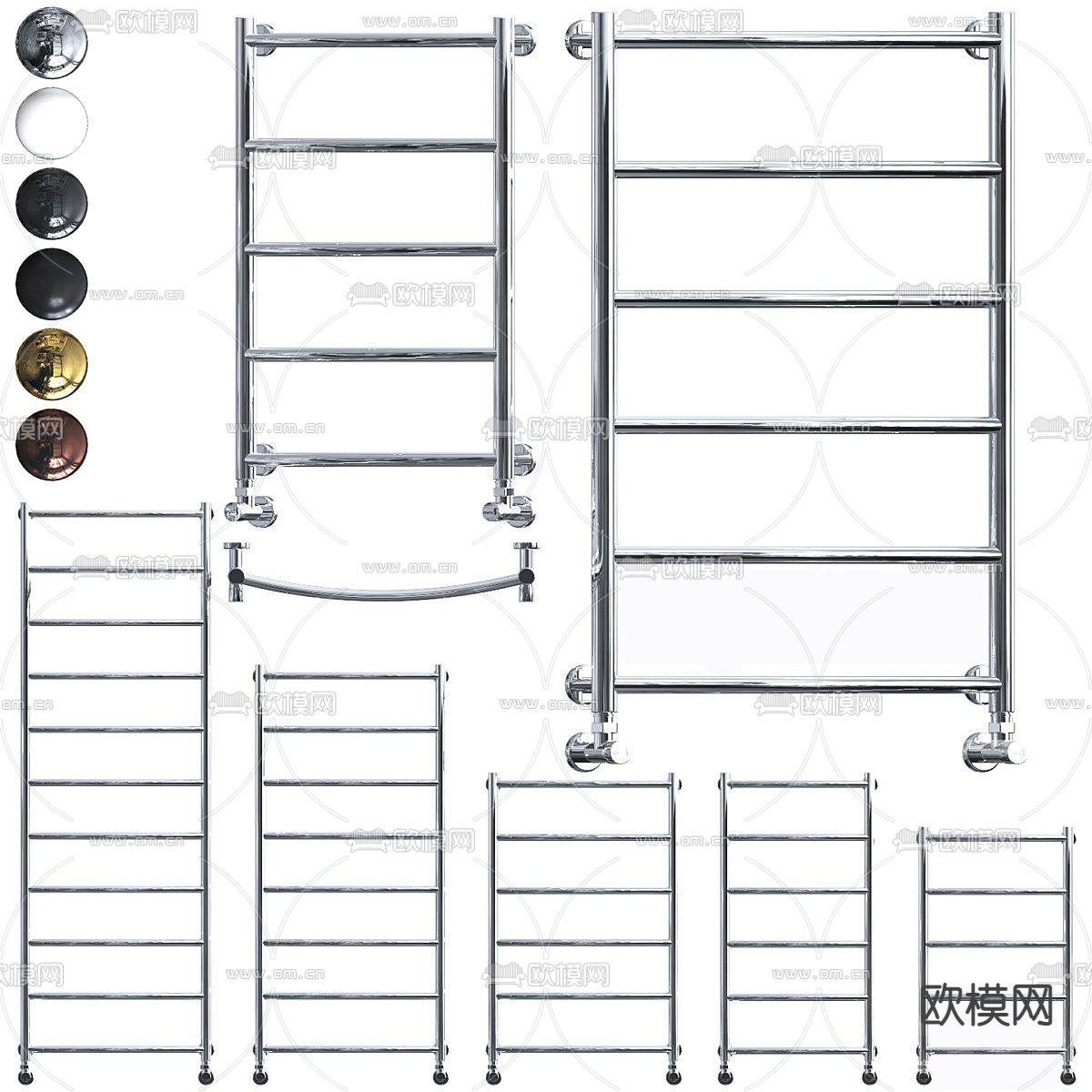 现代毛巾架 不锈钢毛巾架3d模型下载