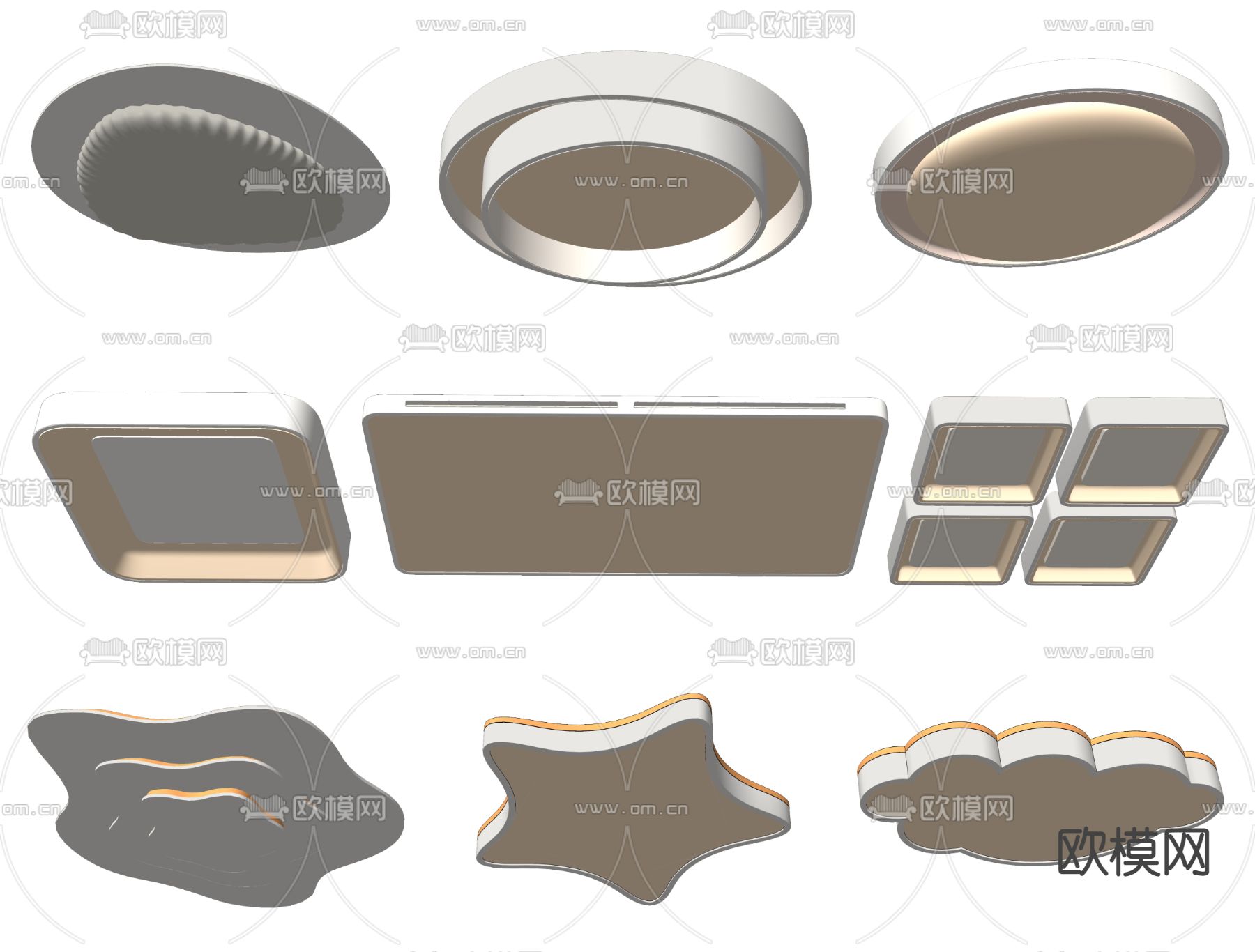 现代吸顶灯 云朵灯su模型下载（渲染图2）