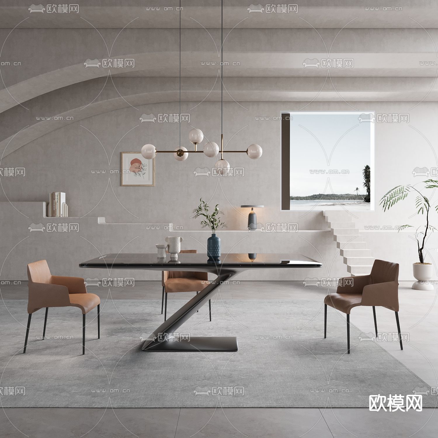 现代餐桌椅3d模型下载