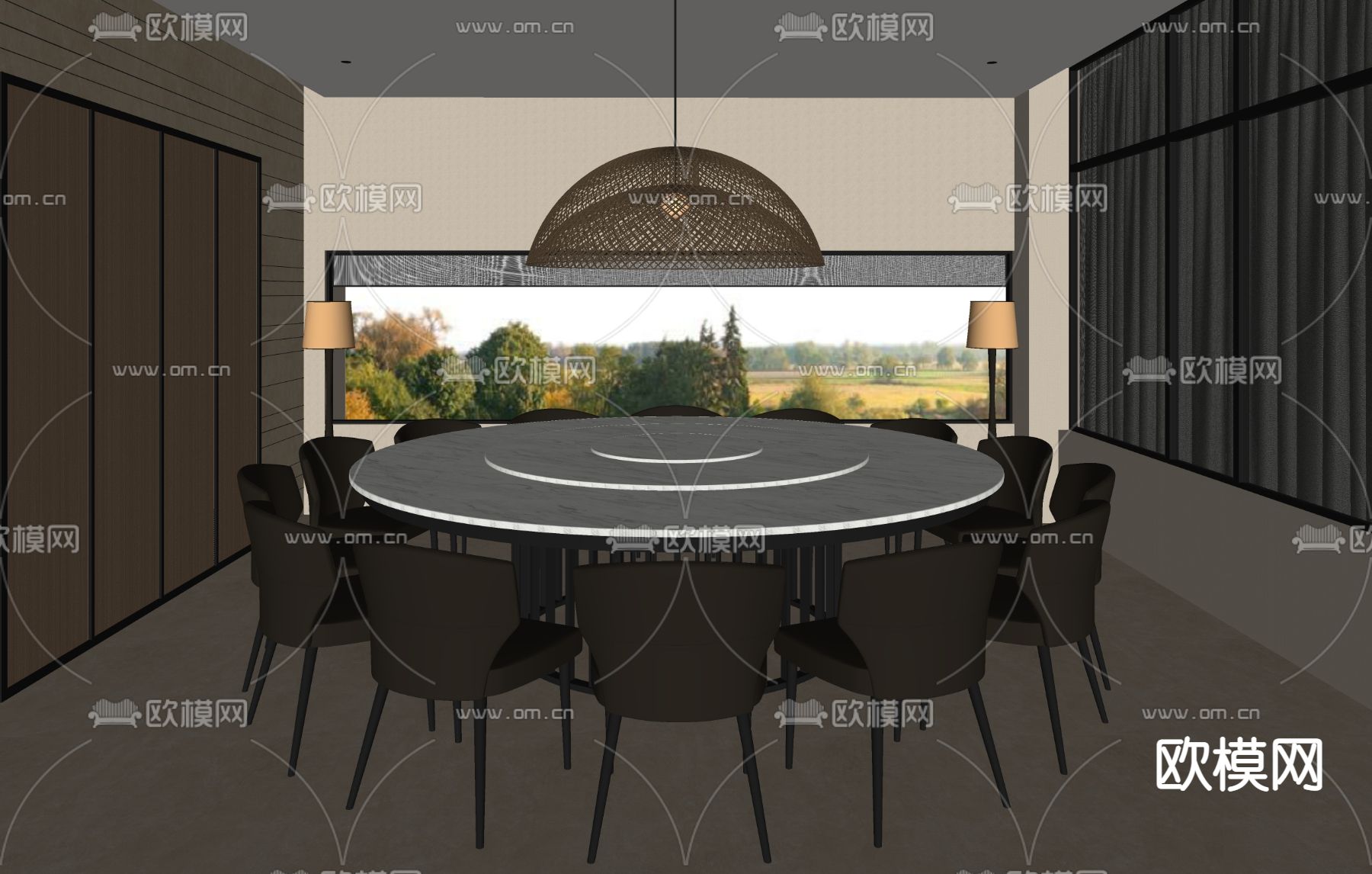 侘寂餐厅包间su模型