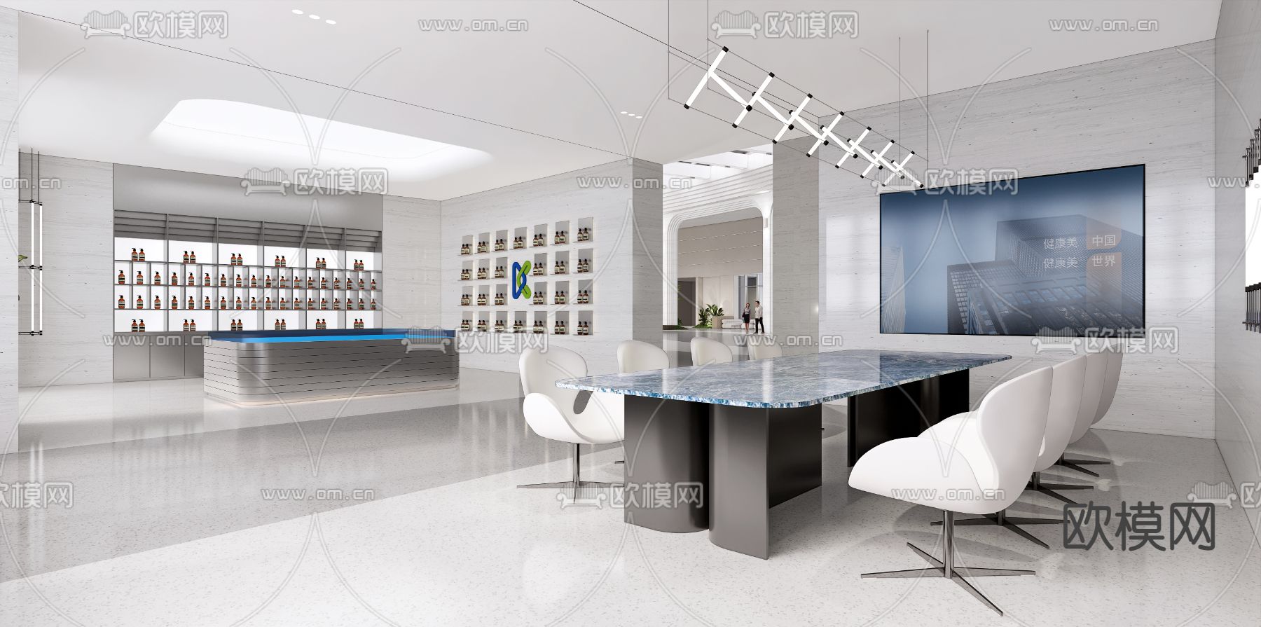 现代商业展厅 展示区su模型下载（渲染图1）