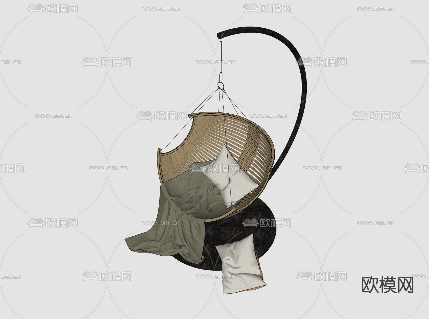 现代休闲吊椅su模型下载（渲染图2）