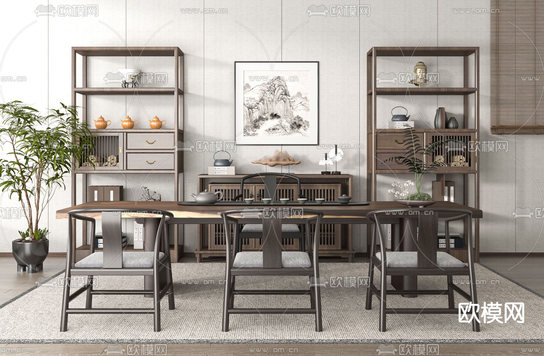 博古架 茶桌 茶台3d模型下载