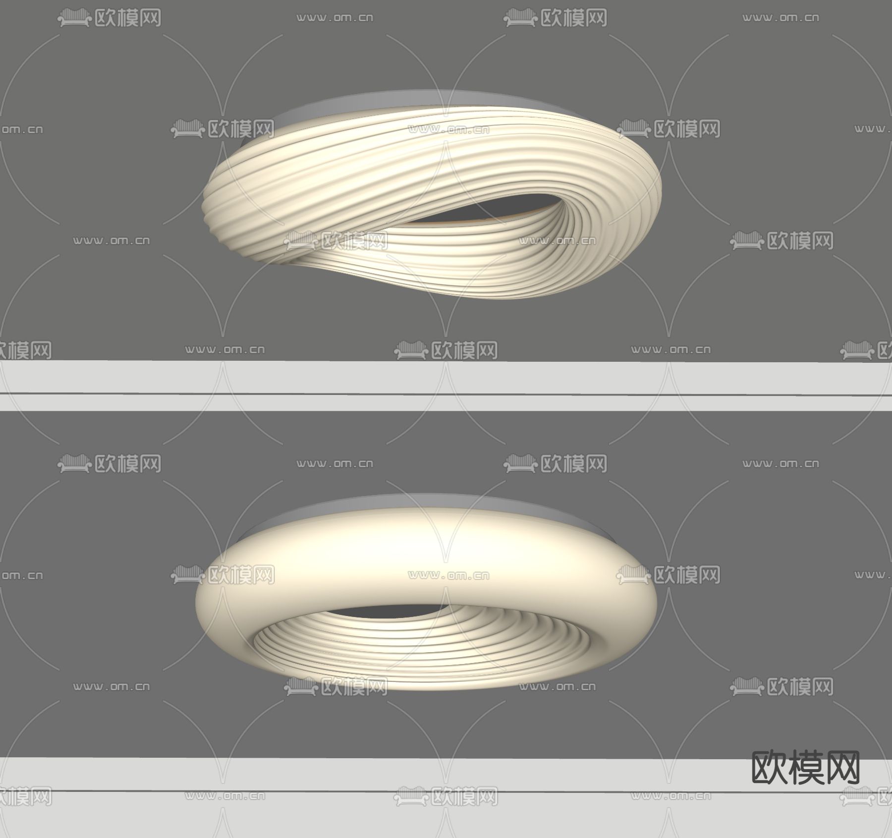 奶油风吸顶灯su模型下载（渲染图2）