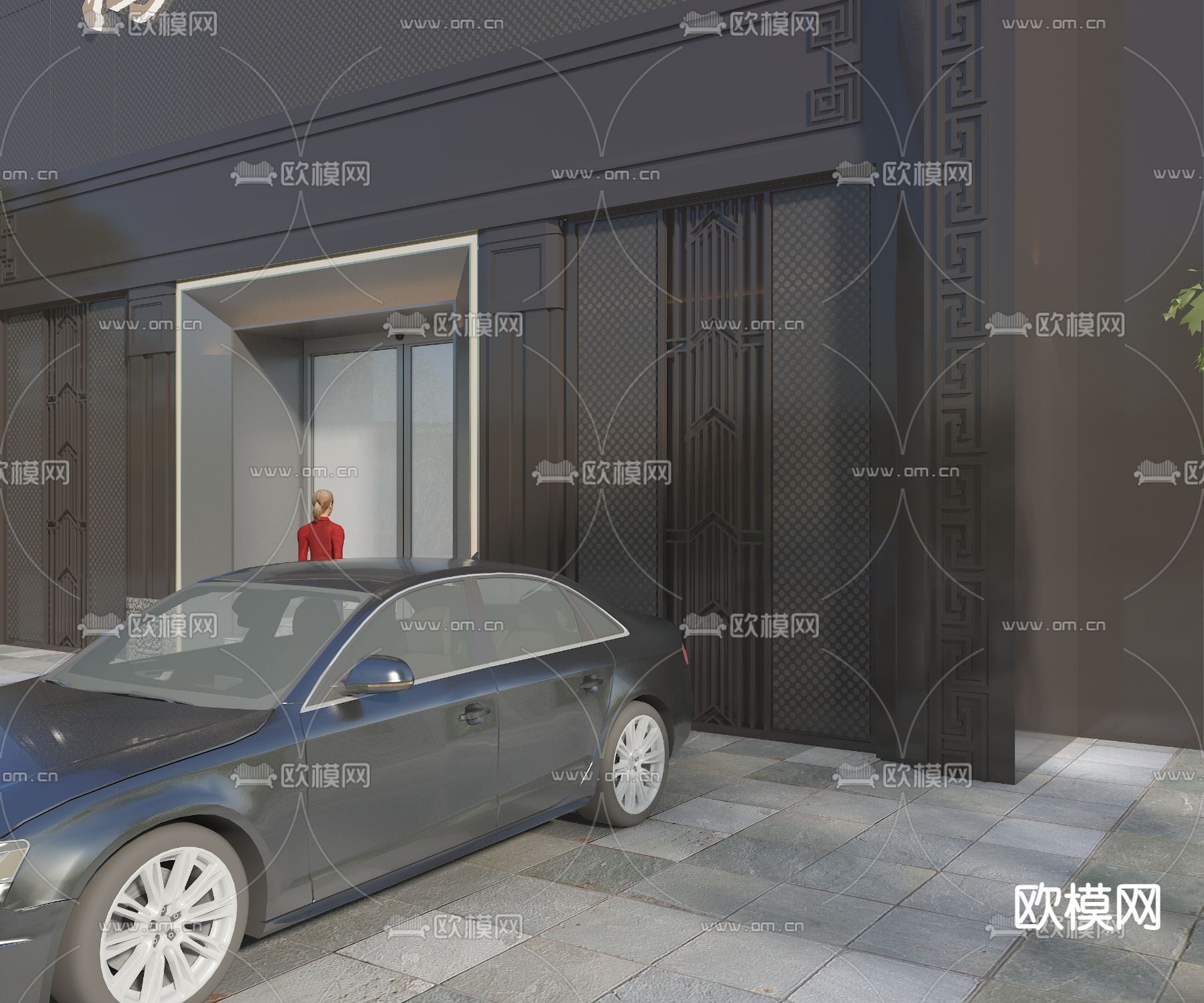 现代公司门头 门面免费3d模型下载（渲染图2）