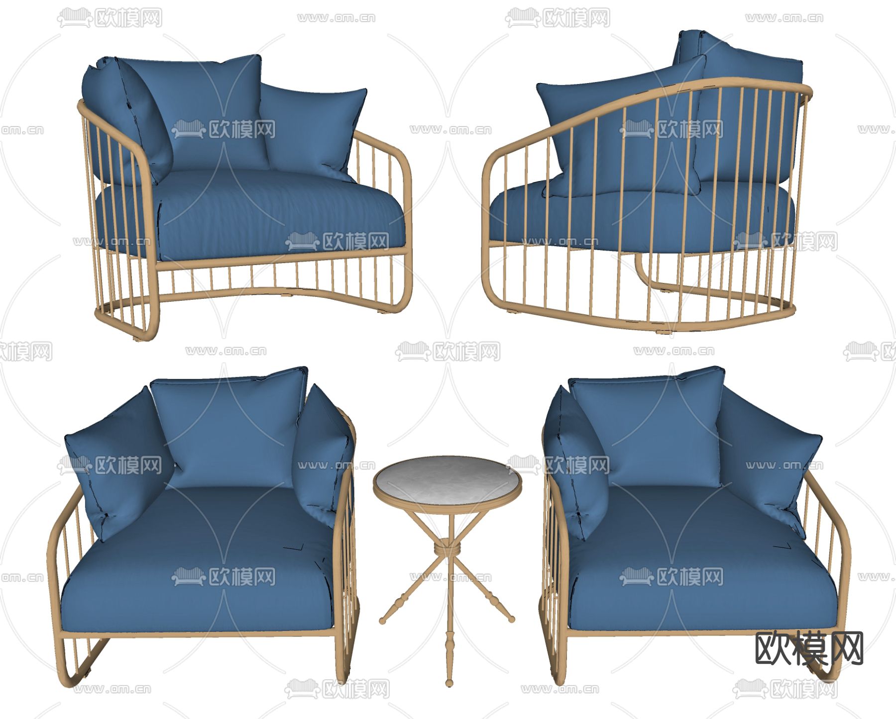 现代休闲椅su模型下载（渲染图2）