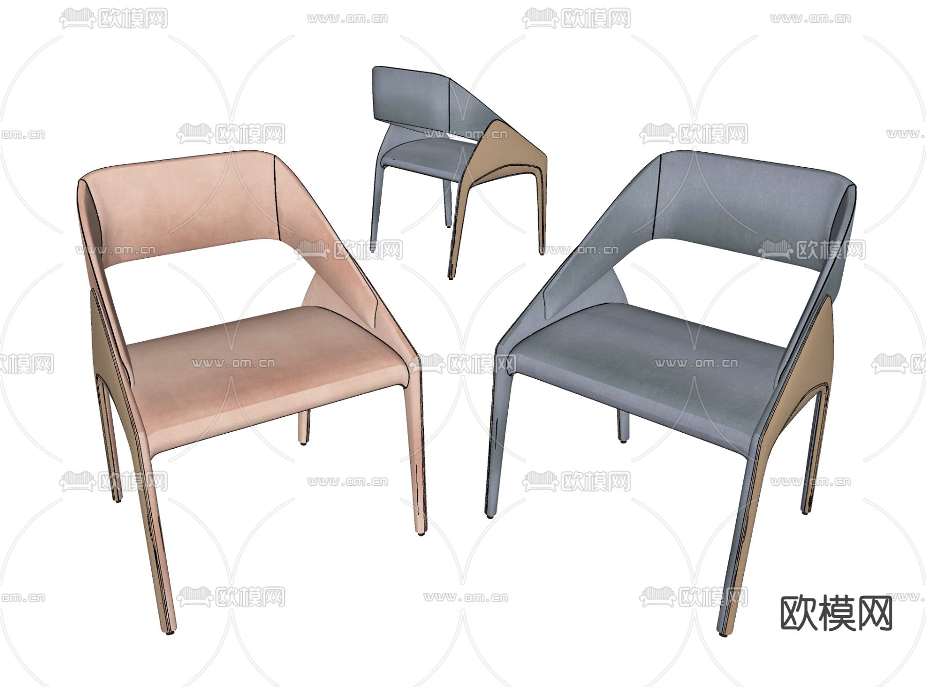 现代休闲椅su模型下载（渲染图2）