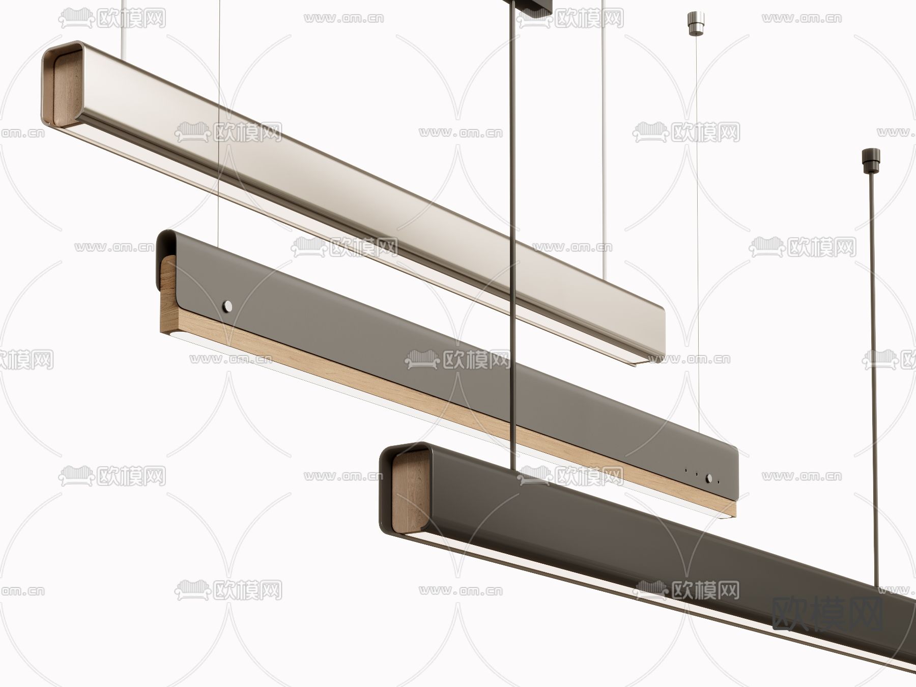 长条吊灯 办公灯3d模型下载
