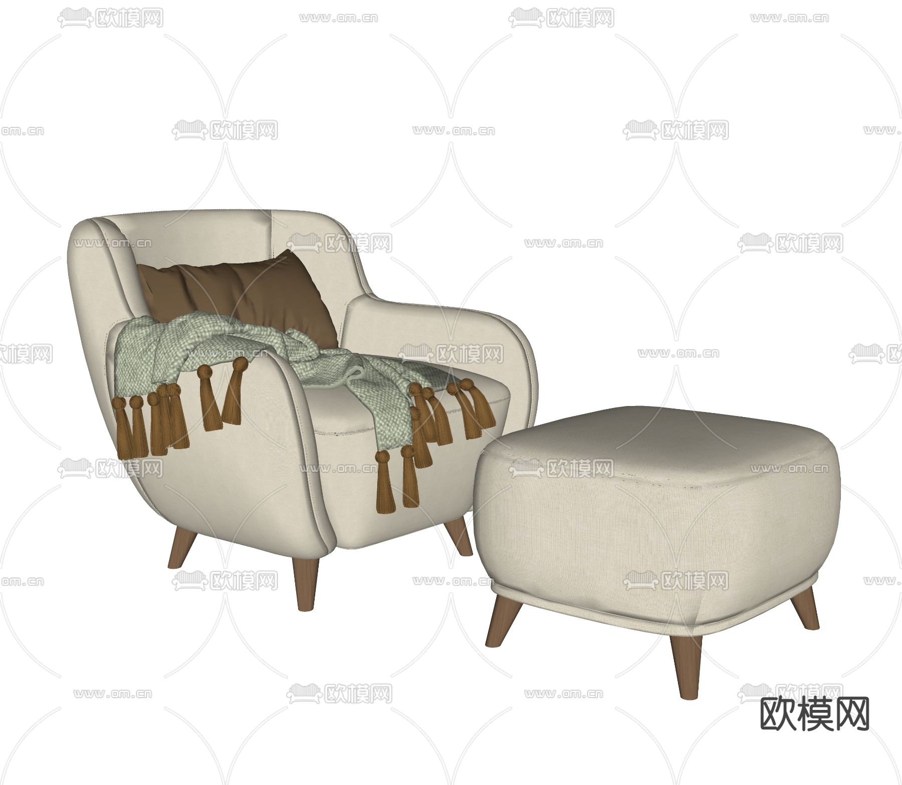 北欧休闲沙发su模型下载
