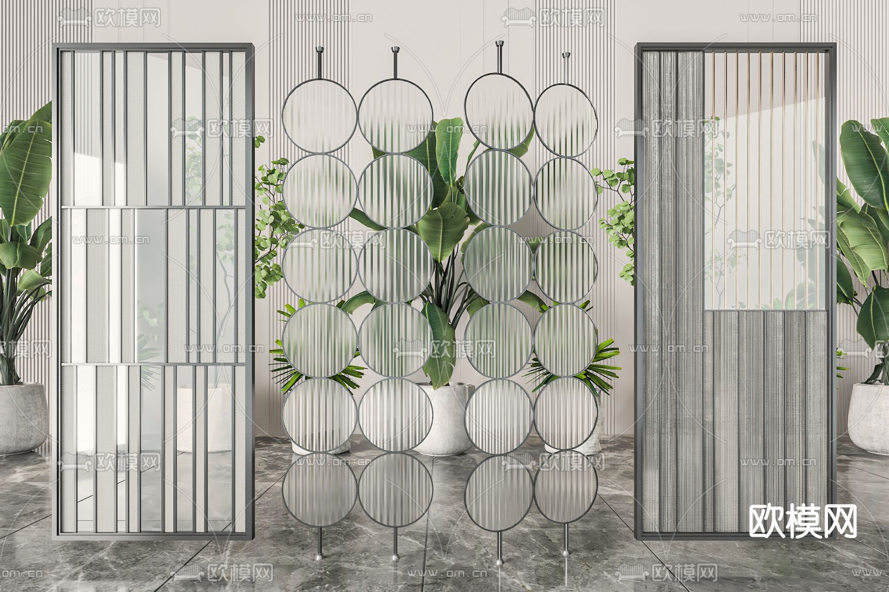 玻璃屏风 隔断3d模型下载