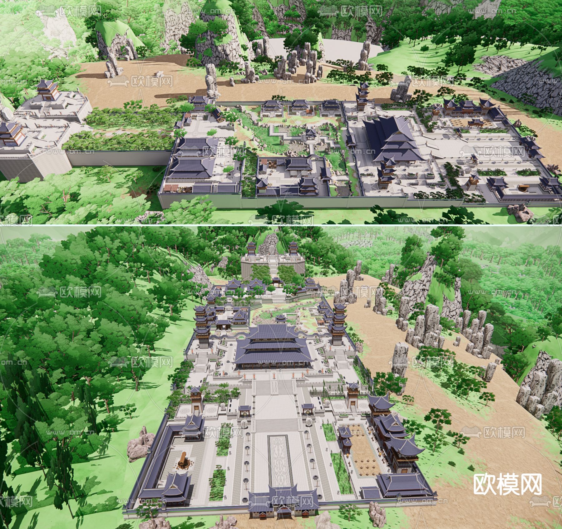 中式古建筑su模型下载（渲染图1）