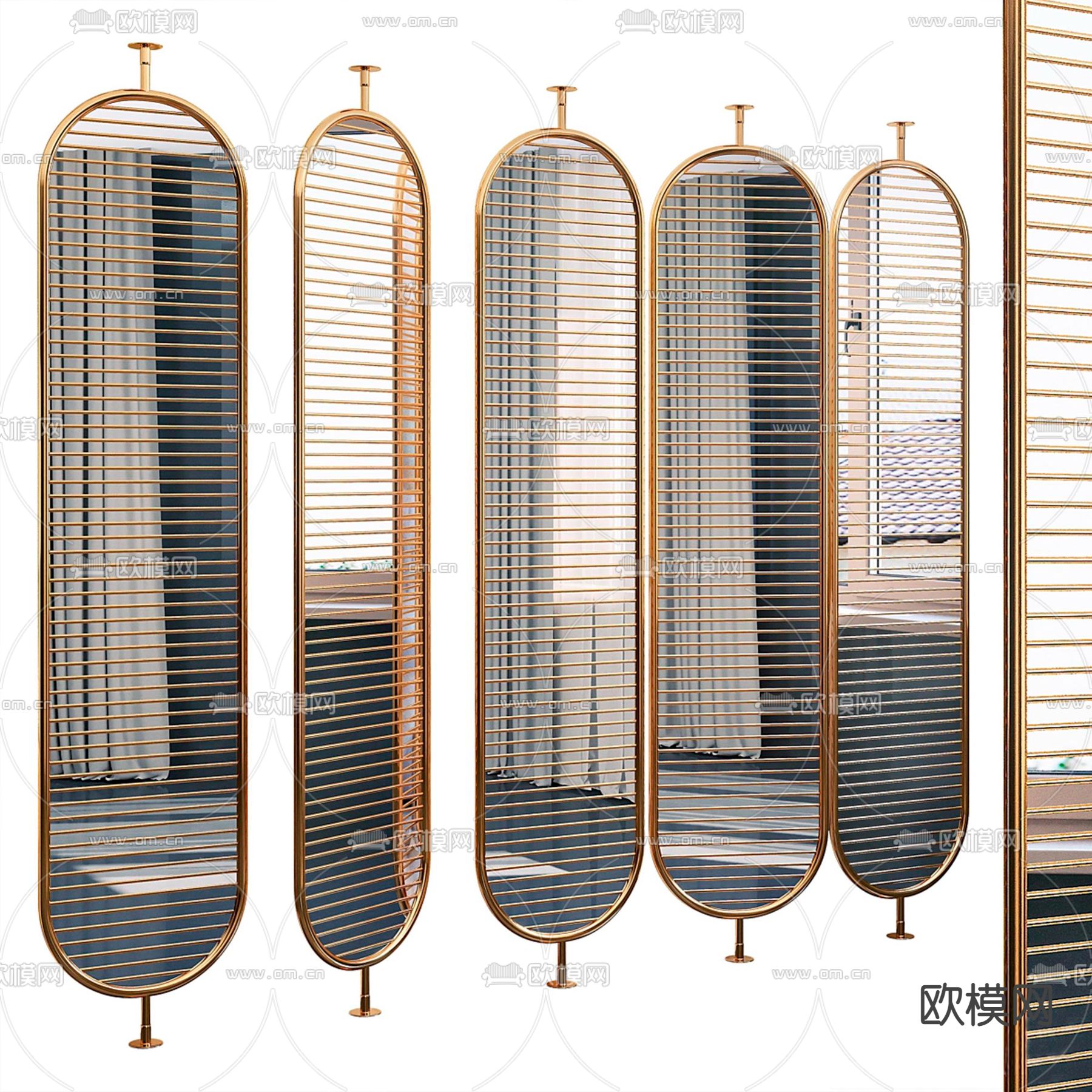 轻奢风隔断 屏风3d模型下载