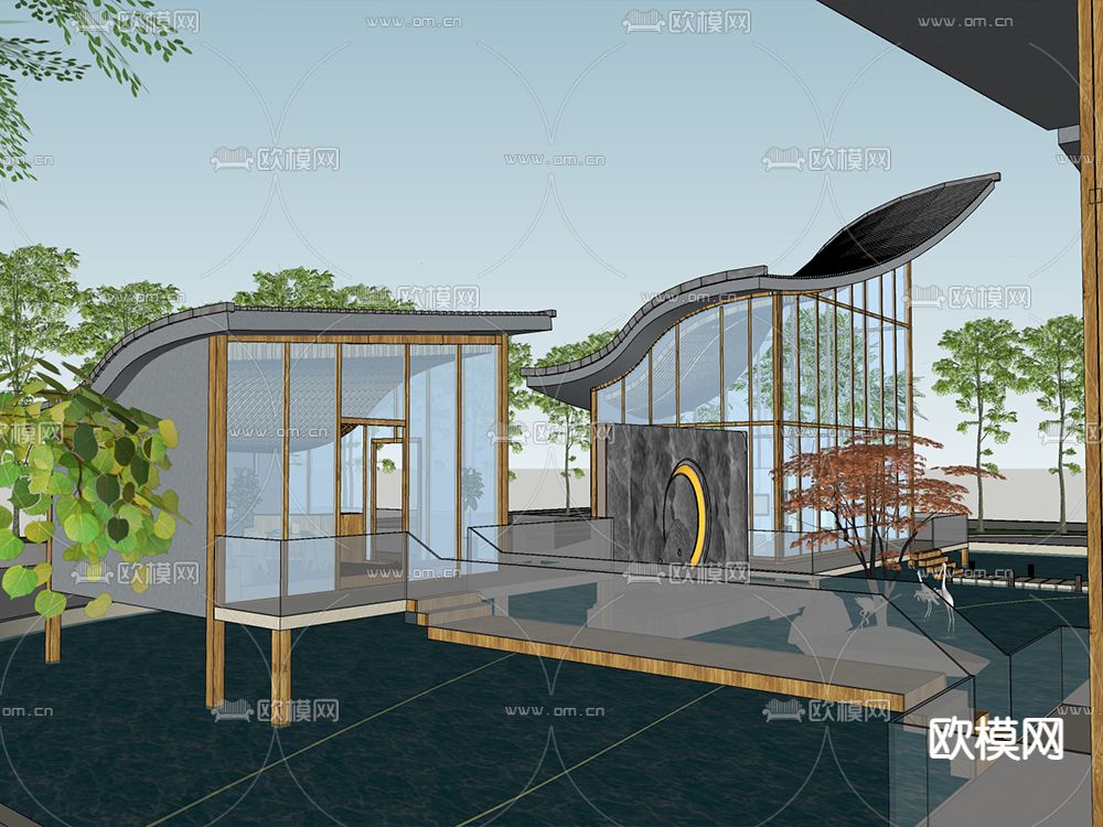 现代公共美术馆su模型下载（渲染图3）