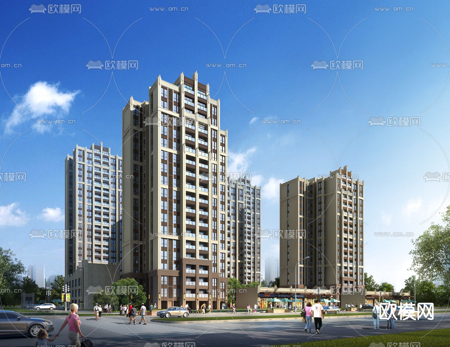 住宅楼鸟瞰3d模型下载（渲染图2）