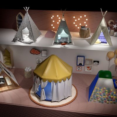  现代儿童帐篷su模型 