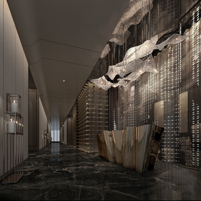  现代酒店走廊su模型 