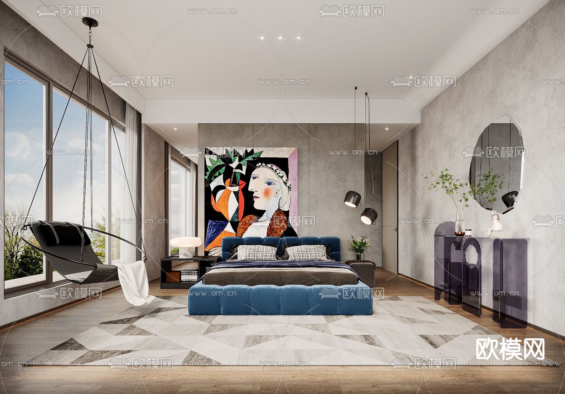 卧室 主人房3d模型下载（渲染图1）
