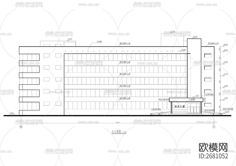 某精神病療養(yǎng)院全套建筑CAD施工圖下載(渲染圖6)