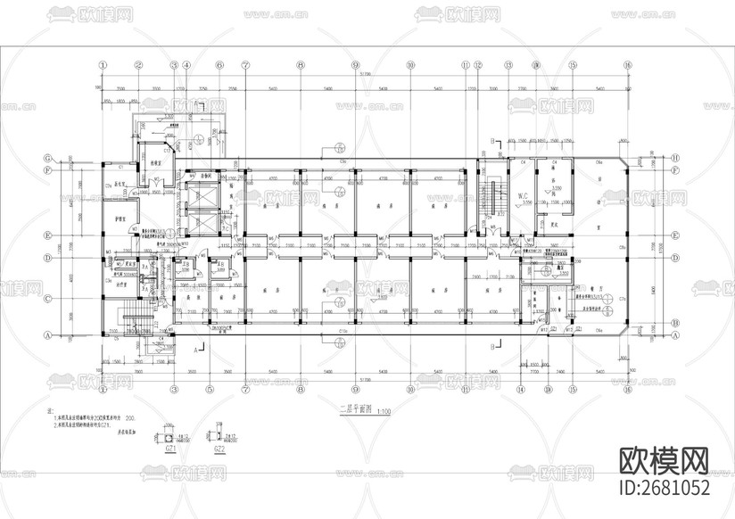 某精神病療養(yǎng)院全套建筑CAD施工圖下載(渲染圖2)
