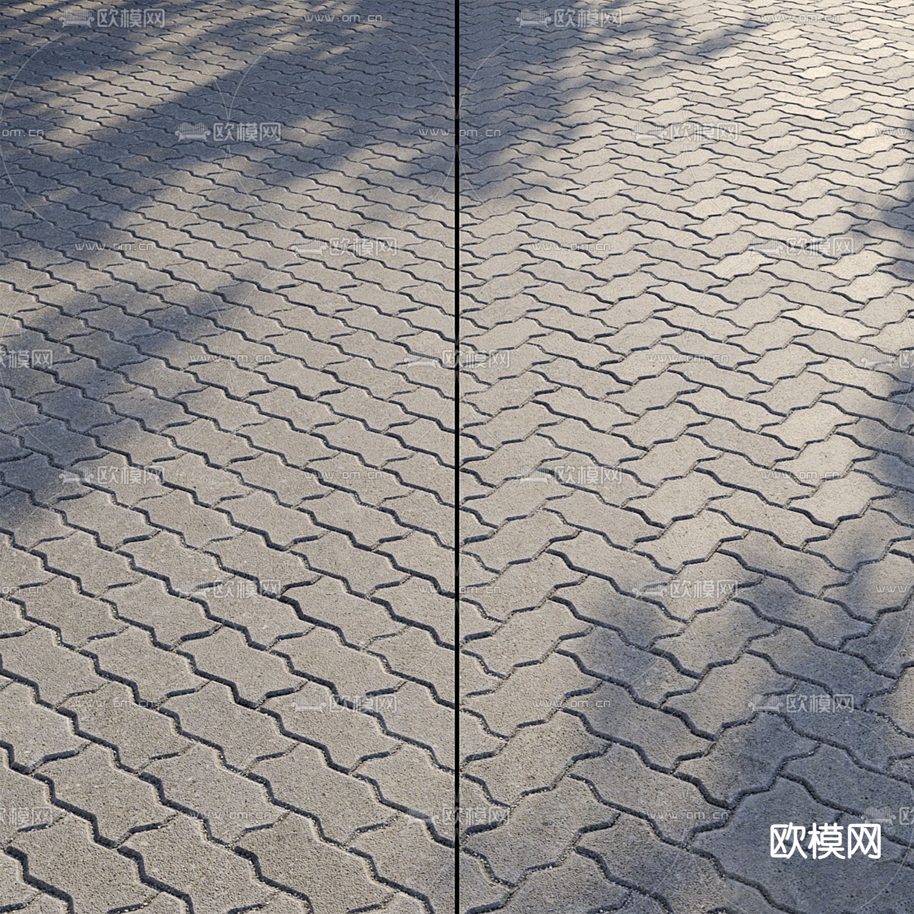 户外石路 铺装3d模型下载（渲染图1）