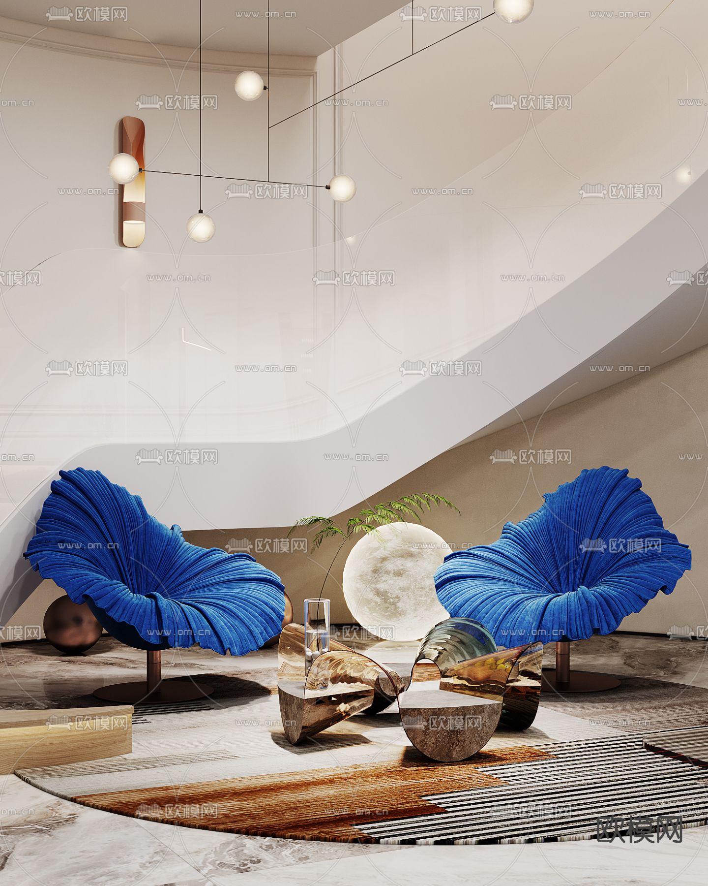 地下室休闲区 台球室3d模型下载（渲染图2）