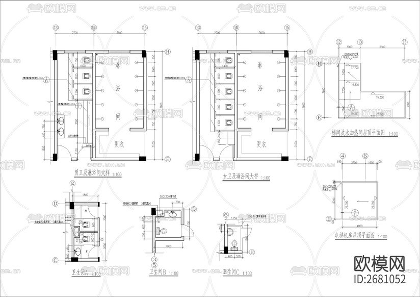 某精神病療養(yǎng)院全套建筑CAD施工圖下載(渲染圖9)