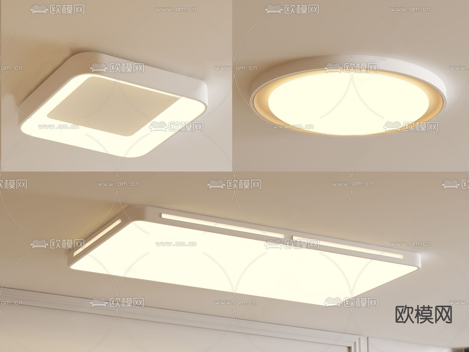 奶油风吸顶灯su模型下载（渲染图1）