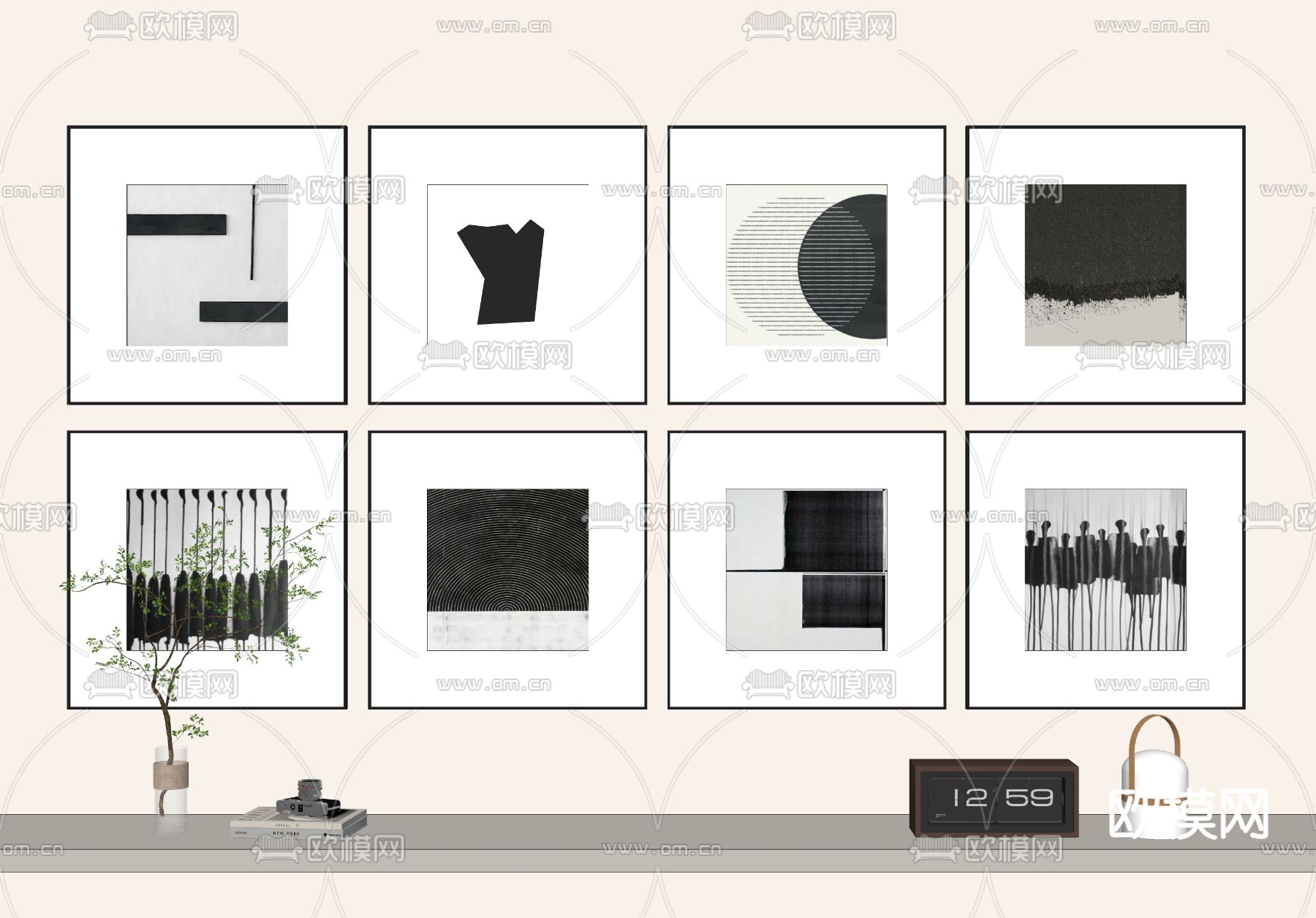 现代装饰画 挂画su模型