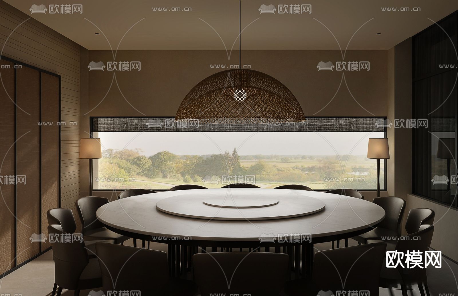 侘寂餐厅包间su模型