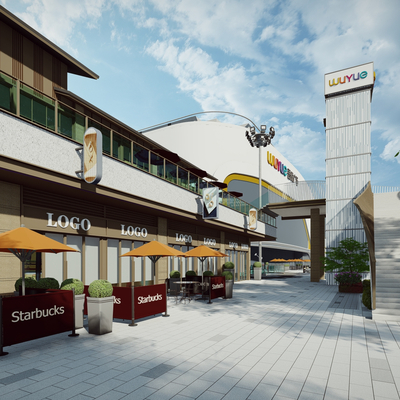  现代商业内街su模型 