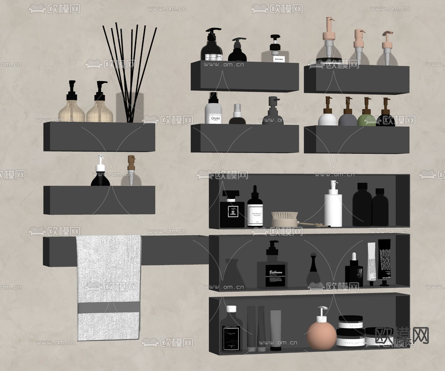 现代洗浴用品su模型下载（渲染图2）