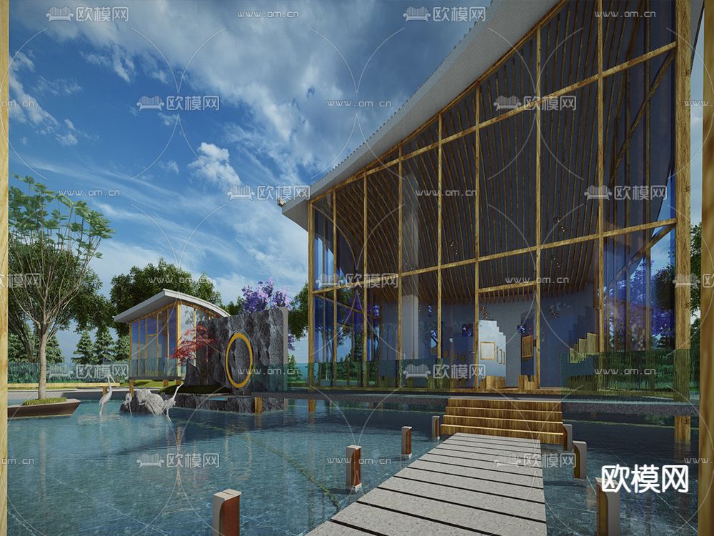 现代公共美术馆su模型下载（渲染图2）