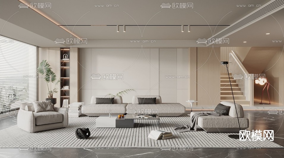 复式客厅3d模型下载