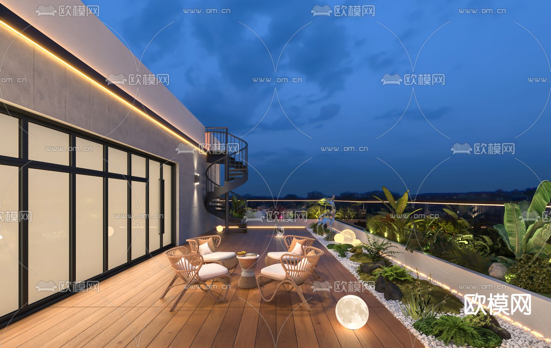 露台庭院花园3d模型下载