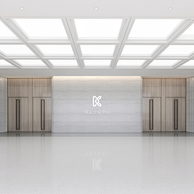  现代公司大堂 会议前厅su模型 