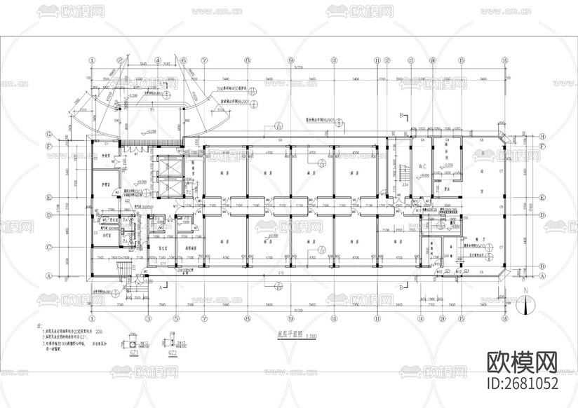 某精神病療養(yǎng)院全套建筑CAD施工圖下載(渲染圖1)