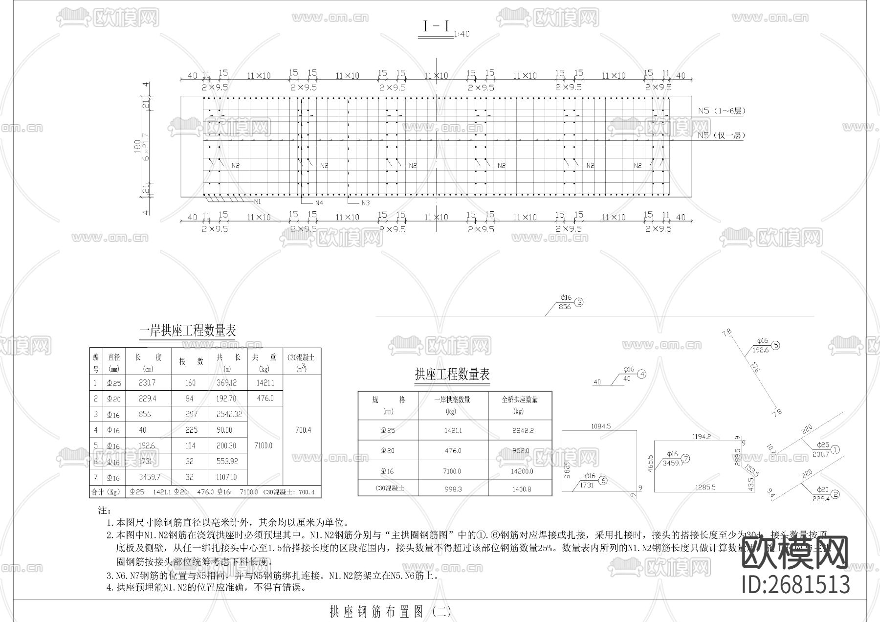 拱桥基座钢筋结构节点大样下载（渲染图4）