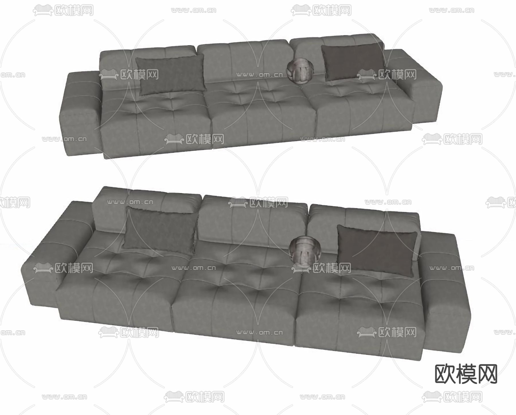 现代布艺多人沙发su模型下载（渲染图2）