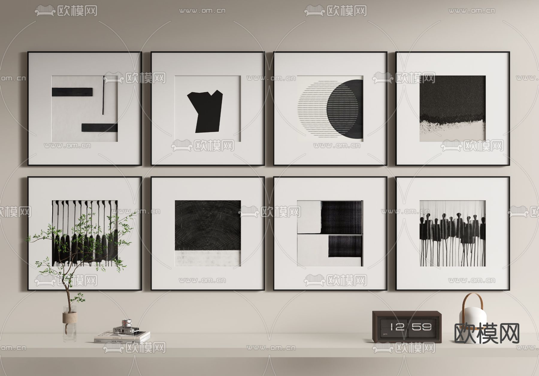 现代装饰画 挂画su模型